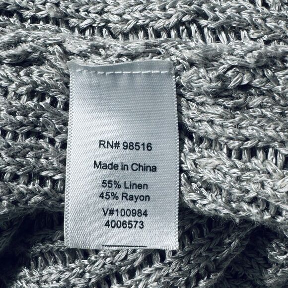 Coldwater Creek Gray Linen Blend Open Front Loose Fit Cardigan - Size Small - Picture 5 of 6